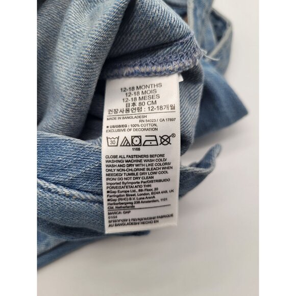 Baby Gap 12-18 Month Soft Denim Overalls Jumpsuit Criss Cross Straps Classic - Picture 7 of 11